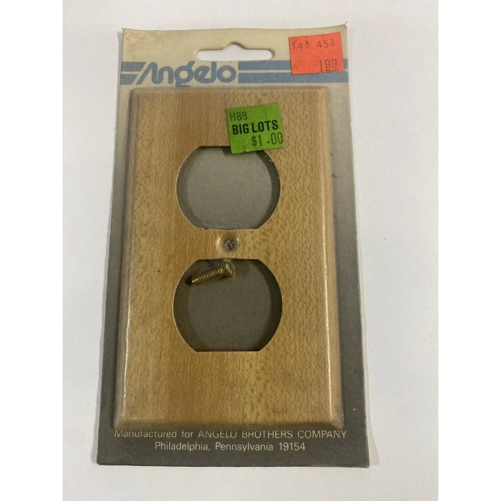 *BRAND NEW* Vintage Angelo Genuine Wood Outlet Cover Plate New Old Stock NOS